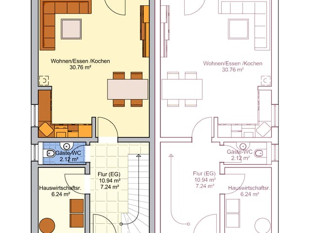 Fertighaus Duett 96 von Fingerhut Haus Schlüsselfertig ab 329789€, Satteldach-Klassiker Grundriss 1