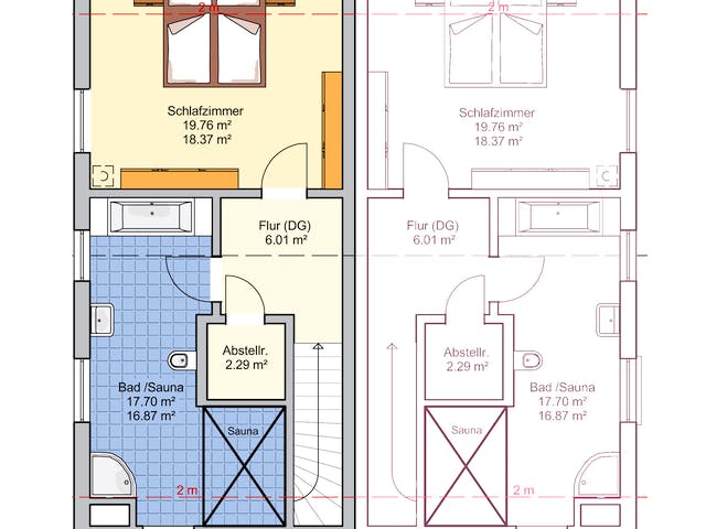 Fertighaus Duett 96 von Fingerhut Haus Schlüsselfertig ab 329789€, Satteldach-Klassiker Grundriss 2