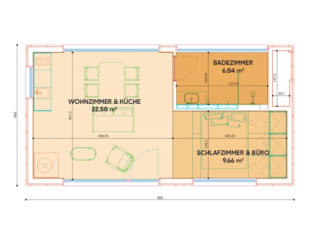 Fertighaus Tiny Haus Dwelli TR#2 von Dwellii House, Bungalow Grundriss 1