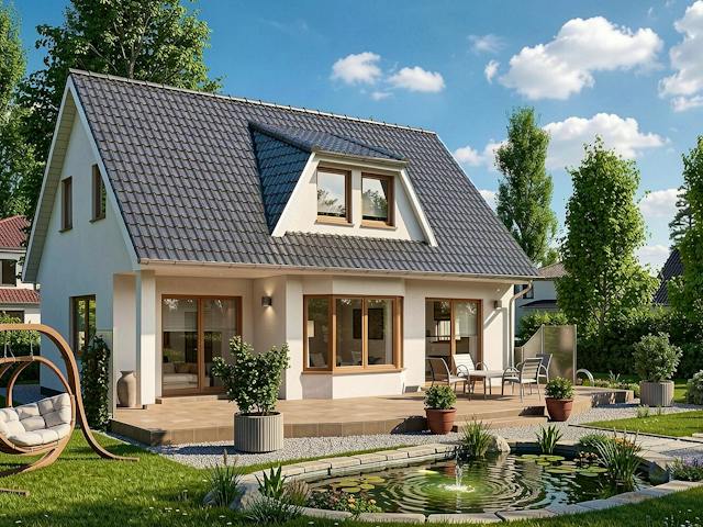Massivhaus Doberan von TIMOWA Massivhäuser Schlüsselfertig ab 284900€, Satteldach-Klassiker Außenansicht 1