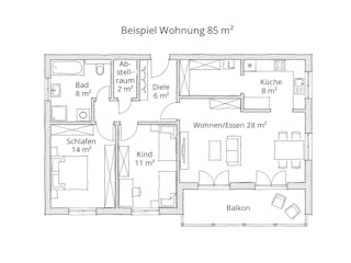 Massivhaus Eigentumswohnung 45-85 von Ever Energy Home, Satteldach-Klassiker Grundriss 2
