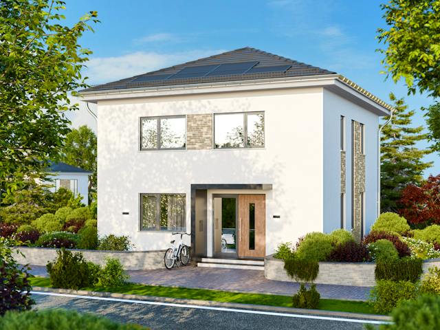 Massivhaus Stadtvilla 210 von BRALE Bau, Stadtvilla Außenansicht 1