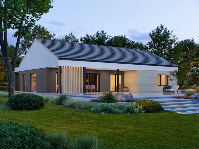Fertighaus ELK Next 125 - Satteldach von ELK Fertighaus, Bungalow Außenansicht 1