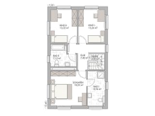 Massivhaus Bauhaus-Modern Classic 140 von ECO System HAUS Schlüsselfertig ab 358000€, Satteldach-Klassiker Grundriss 2