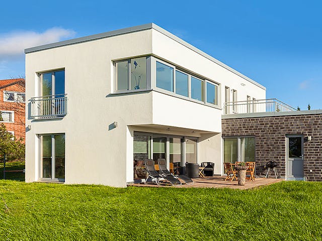 Massivhaus Bauhaus-Modern Classic 180 von ECO System HAUS Schlüsselfertig ab 513400€, Cubushaus Außenansicht 1