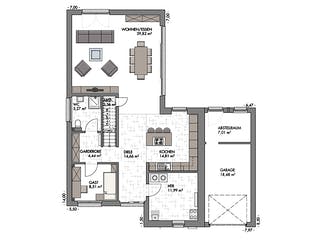 Massivhaus Bauhaus-Modern Classic 180 von ECO System HAUS Schlüsselfertig ab 513400€, Cubushaus Grundriss 1