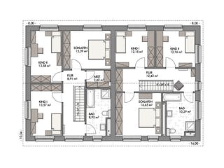 Massivhaus Duo Stadtvilla 130 von ECO System HAUS Schlüsselfertig ab 292600€, Stadtvilla Grundriss 2