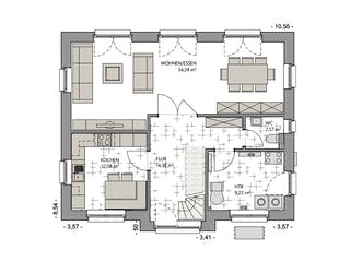 Massivhaus Friesenhaus 140 von ECO System HAUS Schlüsselfertig ab 300800€, Satteldach-Klassiker Grundriss 1