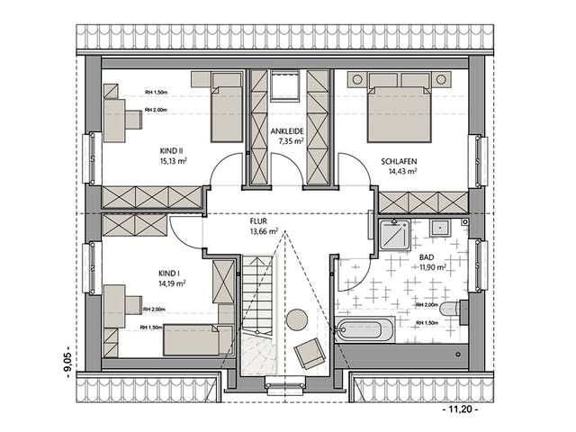 Massivhaus Friesenhaus 160 von ECO System HAUS, Satteldach-Klassiker Grundriss 2