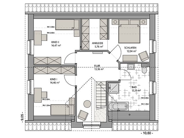 Massivhaus Kapitänshaus 150 von ECO System HAUS, Satteldach-Klassiker Grundriss 2