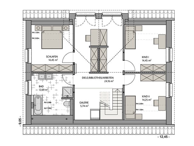 Massivhaus Kapitänshaus 180 von ECO System HAUS, Satteldach-Klassiker Grundriss 2