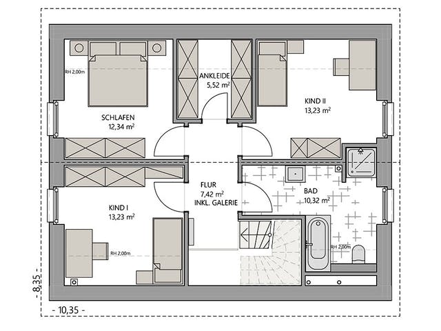 Massivhaus Scheunenhaus 130 von ECO System HAUS, Satteldach-Klassiker Grundriss 2