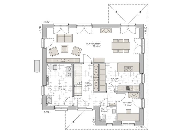 Massivhaus Stadtvilla 160 III von ECO System HAUS Schlüsselfertig ab 394900€, Stadtvilla Grundriss 1