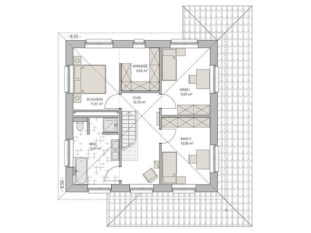 Massivhaus Stadtvilla 160 III von ECO System HAUS Schlüsselfertig ab 394900€, Stadtvilla Grundriss 2