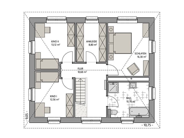 Massivhaus Stadtvilla 150 von ECO System HAUS, Stadtvilla Grundriss 2