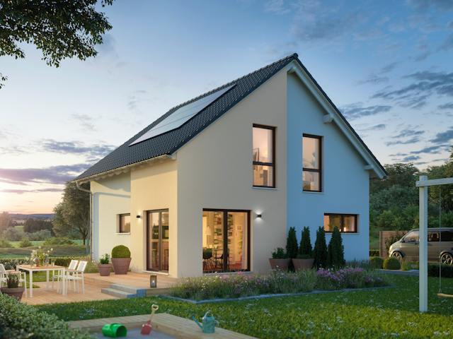 Fertighaus Einfamilienhaus 38-115-125 von BoHolz Haus Schlüsselfertig ab 386738€, Satteldach-Klassiker Außenansicht 1