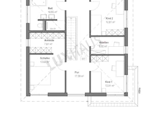 Fertighaus Walmdach 169 von LUXHAUS, Stadtvilla Grundriss 2