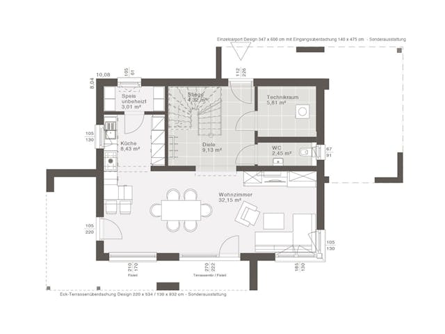 Fertighaus ELK All in One 131 - Walmdach von ELK Fertighaus, Stadtvilla Grundriss 1