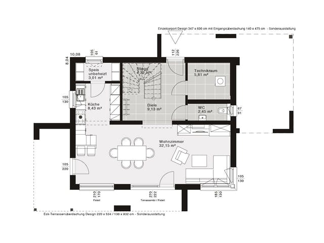 Fertighaus ELK All in One 131 - Walmdach von ELK Fertighaus, Stadtvilla Grundriss 1