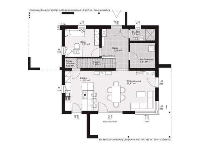 Fertighaus ELK All in One 148 - Walmdach von ELK Fertighaus, Stadtvilla Grundriss 1