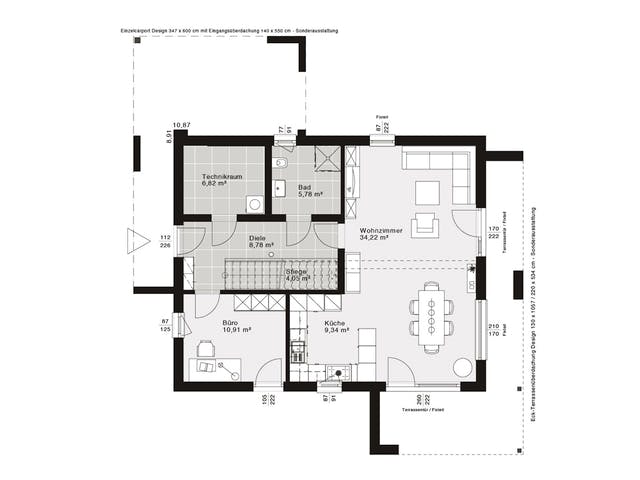 Fertighaus ELK All in One 159 - Walmdach von ELK Fertighaus, Stadtvilla Grundriss 1