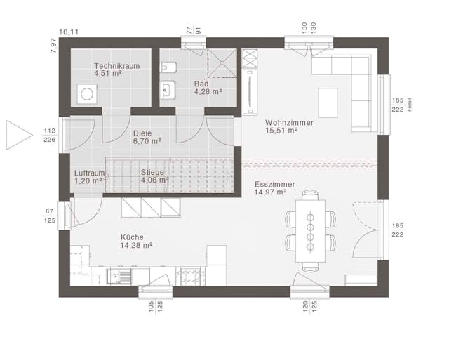 Fertighaus ELK Life 129 - Satteldach von ELK Fertighaus, Satteldach-Klassiker Grundriss 1