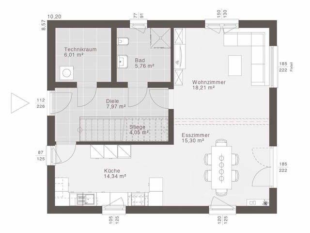 Fertighaus ELK Now 143 - Walmdach von ELK Fertighaus, Stadtvilla Grundriss 1