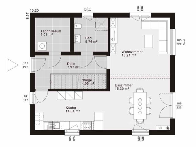 Fertighaus ELK Life 143 - Flachdach von ELK Fertighaus, Cubushaus Grundriss 1