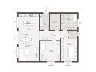 Fertighaus ELK Life Bungalow 122 - Walmdach von ELK Fertighaus, Bungalow Grundriss 1