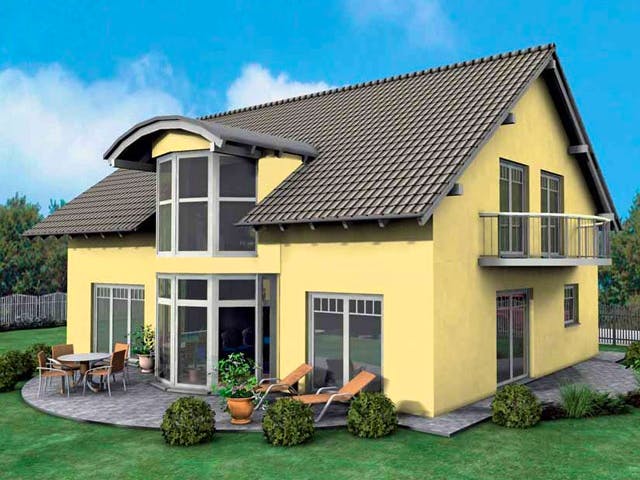 Massivhaus Exklusiv von Wagener Systemhausbau Schlüsselfertig ab 273000€, Satteldach-Klassiker Außenansicht 1