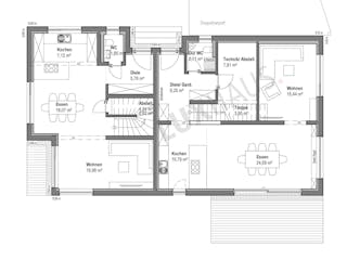 Fertighaus Satteldach Landhaus 241 --Zweifamilienhaus von LUXHAUS, Satteldach-Klassiker Grundriss 1