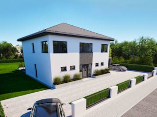 Massivhaus Entwurf CL178 von FAVORIT Massivhaus, Stadtvilla Außenansicht 3