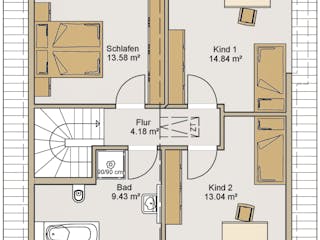Fertighaus Einfamilienhaus 38-115-125 von BoHolz Haus Schlüsselfertig ab 386738€, Satteldach-Klassiker Grundriss 2