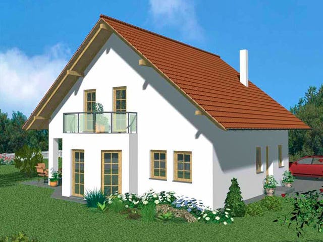 Massivhaus Familyhaus von Wagener Systemhausbau Schlüsselfertig ab 190000€, Satteldach-Klassiker Außenansicht 1