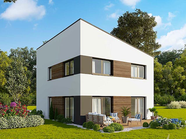 Massivhaus Concept Design 122 edition - Pultdach von FAVORIT Massivhaus Schlüsselfertig ab 304590€, Außenansicht 1