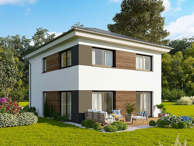 Massivhaus Concept Design 122 edition - Walmdach von FAVORIT Massivhaus Schlüsselfertig ab 304590€, Stadtvilla Außenansicht 1