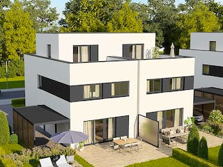 Massivhaus Finesse 166 edition von FAVORIT Massivhaus Schlüsselfertig ab 343400€, Cubushaus Außenansicht 1