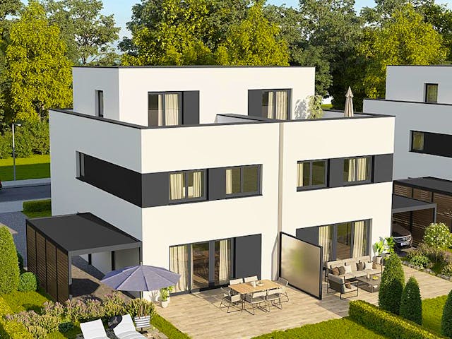 Massivhaus Finesse 166 edition von FAVORIT Massivhaus Schlüsselfertig ab 343400€, Cubushaus Außenansicht 1