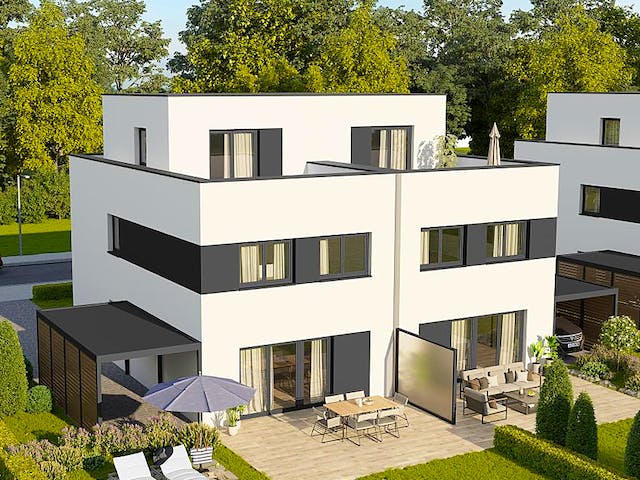 Massivhaus Finesse 166 edition von FAVORIT Massivhaus Schlüsselfertig ab 343400€, Cubushaus Außenansicht 1