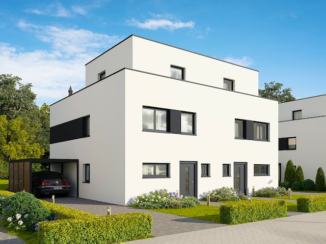 Massivhaus Finesse 166 edition von FAVORIT Massivhaus Schlüsselfertig ab 343400€, Cubushaus Außenansicht 2