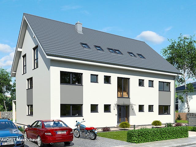 Massivhaus Format 6-484 von FAVORIT Massivhaus Schlüsselfertig ab 1148720€, Satteldach-Klassiker Außenansicht 1