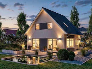 Massivhaus Nienhagen von TIMOWA Massivhäuser Schlüsselfertig ab 281900€, Satteldach-Klassiker Außenansicht 2