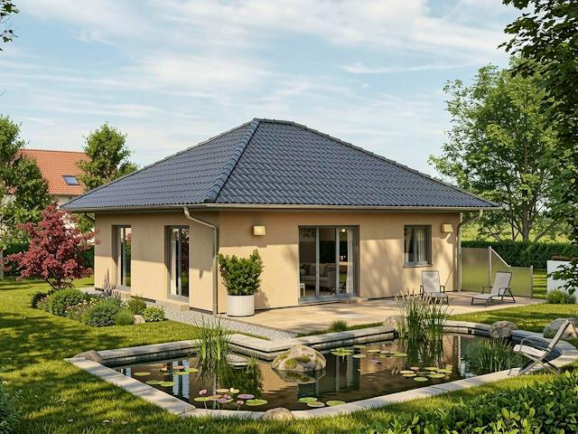 Massivhaus Glowe von TIMOWA Massivhäuser Schlüsselfertig ab 189900€, Bungalow Außenansicht 1