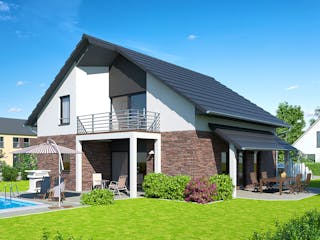 Massivhaus Architektenhaus Ammersee von Febro Massivhaus Schlüsselfertig ab 273900€, Satteldach-Klassiker Außenansicht 3