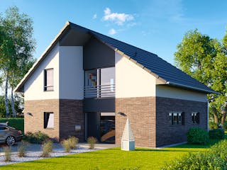 Massivhaus Architektenhaus Ammersee von Febro Massivhaus Schlüsselfertig ab 273900€, Satteldach-Klassiker Außenansicht 4