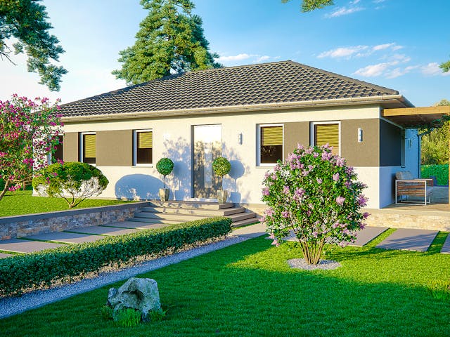 Massivhaus Bungalow Aurich von Febro Massivhaus Schlüsselfertig ab 211300€, Bungalow Außenansicht 1