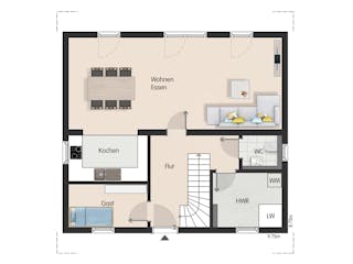 Massivhaus Einfamilienhaus Bamberg von Febro Massivhaus Schlüsselfertig ab 252400€, Satteldach-Klassiker Grundriss 1