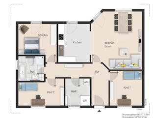 Massivhaus Bungalow Bayreuth von Febro Massivhaus Schlüsselfertig ab 204000€, Bungalow Grundriss 1