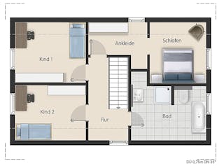 Massivhaus Architektenhaus Berlin von Febro Massivhaus Schlüsselfertig ab 234100€, Satteldach-Klassiker Grundriss 2