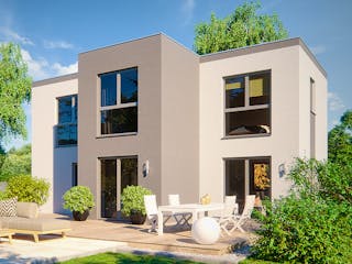 Massivhaus Bauhaus Birkensee von Febro Massivhaus Schlüsselfertig ab 258500€, Cubushaus Außenansicht 3